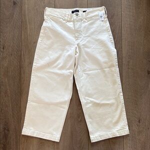 Banana Republic Cream High Rise Wide Leg Cropped Pants